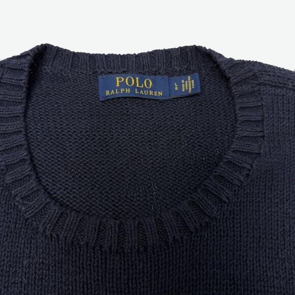 Polo Ralph Lauren Polo Bear Sweater Rugby Mens Large Navy Cotton Linen Knit - Picture 5 of 11